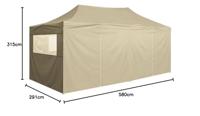 Partytent met 4 zijwanden inklapbaar 3x6 m staal crme - thumbnail