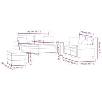3-delige Loungeset met kussens fluweel geel - thumbnail