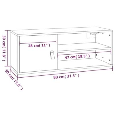 Wandkast 80x30x30 cm massief grenenhout grijs