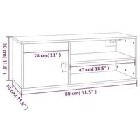 Wandkast 80x30x30 cm massief grenenhout grijs - thumbnail