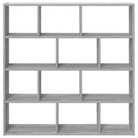 Wandschap kubus 12 vakken bewerkt hout grijs sonoma eikenkleur - thumbnail