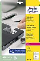 Avery-Zweckform L6114-20 Veiligheidsetiketten 63.5 x 29.6 mm Polyester folie Wit 480 stuk(s) Permanent hechtend Laser (zwart/wit), Kopiëren (zwart/wit), - thumbnail