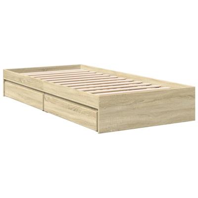 Bedframe met lades bewerkt hout sonoma eikenkleurig 90x200 cm - thumbnail