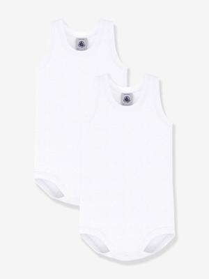 Set van 2 body's zonder mouwen PETIT BATEAU wit