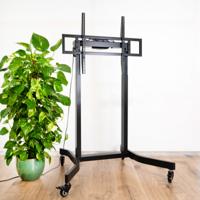 TOOQ FSM02-B LUX vloerstatief met wielen met elektrische hoogteverstelling voor schermen van 55-100 inch, zwart - thumbnail