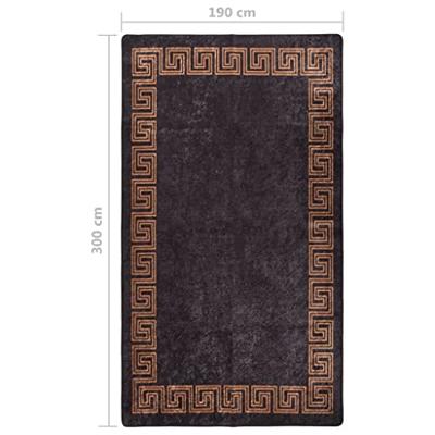 Vloerkleed wasbaar anti-slip 190x300 cm zwart en goudkleurig