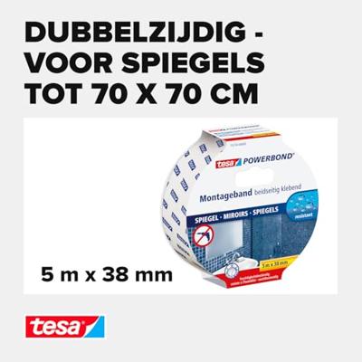 tesa MIRROR 55734-00000-02 Montagetape tesa Powerbond Wit (l x b) 5 m x 38 mm 1 stuk(s)