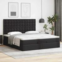 Ottoman bed met matrassen 200x200cm kunstleer zwart - thumbnail