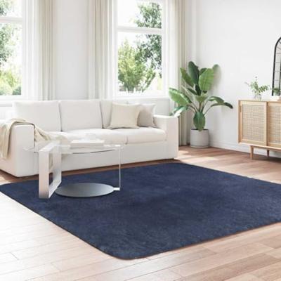 Hoogpolig vloerkleed NAVARRA 240x240 cm polyester marineblauw