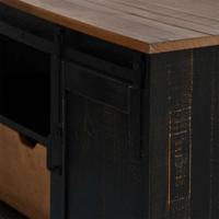 Tv-meubel HALDEN met schuifdeur zwart 110x40x60 cm massief hout - thumbnail