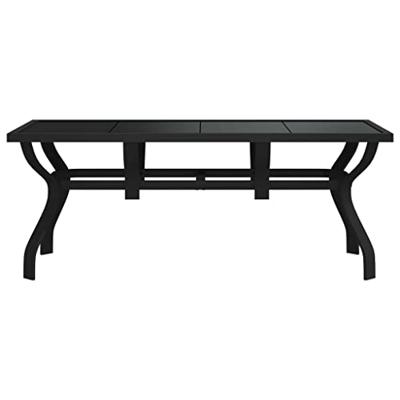 Tuintafel 180x80x70 cm staal en glas zwart Tuintafel 180x80x70 cm staal en glas zwart