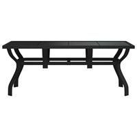 Tuintafel 180x80x70 cm staal en glas zwart - thumbnail