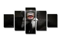 Schilderij - Aap in pak, Zwart/Grijs, 160X80cm, 5luik - thumbnail