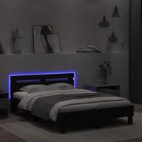 Bedframe met hoofdeinde en LED zwart 135x190 cm - thumbnail