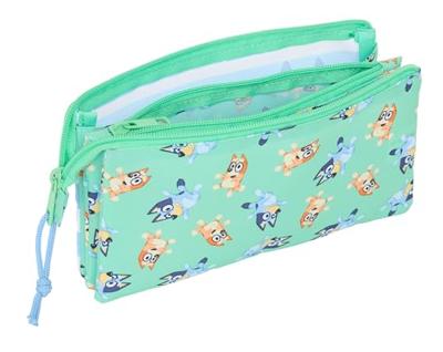 Pennenetui met 3 vakken Bluey Sisters Groen 22 x 12 x 3 cm