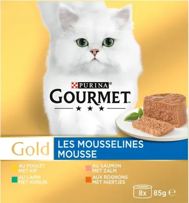 Gourmet Gold mousse multipack kip, zalm & konijn 8 x 85g