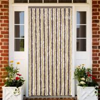 VidaXL Vliegengordijn 100x230 cm chenille donkerbruin en beige - thumbnail