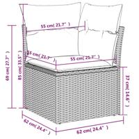 10-delige Loungeset met kussens poly rattan bruin - thumbnail