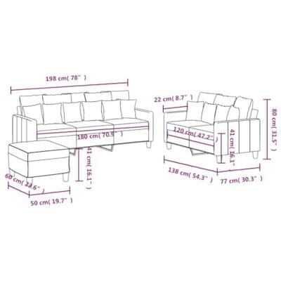 3-delige Loungeset met kussens stof lichtgeel