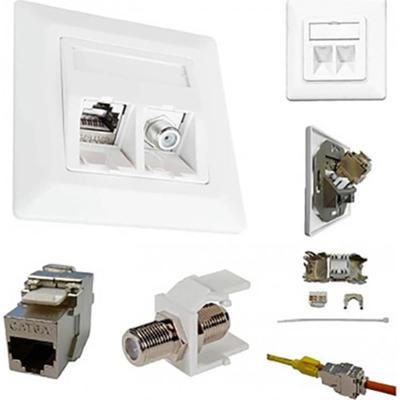Kathrein ESN 300 Netwerkdoos Inbouw (in muur) Inzet met centraalstuk en frame CAT 6A Zuiver wit (RAL 9010)