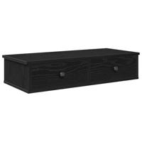 Wandschap met lades 80x31x17 cm bewerkt hout zwart - thumbnail