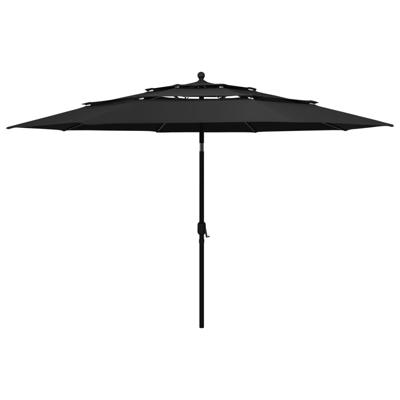 Parasol 3-laags met aluminium paal 3,5 m zwart