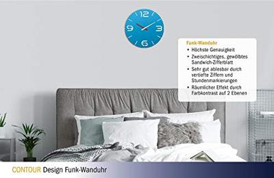 TFA Dostmann 60.3536.14 Wandklok Zendergestuurd 35 cm x 3.5 cm Hemelsblauw