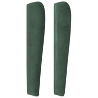 Hoofdbord met randen 83x23x118/128 cm fluweel donkergroen - thumbnail