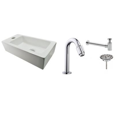 FonteinPack Rhea Mini Links Keramiek 36x18x9cm Wit (Keuze uit 18 kranen) FonteinPack Rhea Mini Links Keramiek 36x18x9cm Wit (Keuze uit 18 kranen)