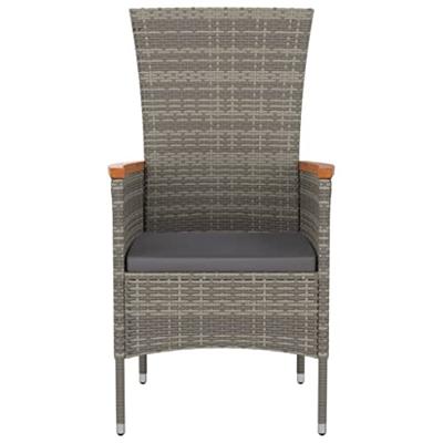 Tuinstoelen 4 st met kussens poly rattan grijs
