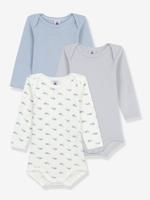 Set van 3 body's Walvissen baby PETIT BATEAU lange mouwen wit - thumbnail