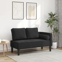 Chaise longue met kussens fluweel zwart - thumbnail