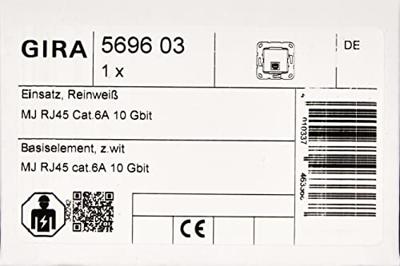 GIRA computeraansluiting RJ45 CAT 6A snijtechniek zuiver wit glanzend 569603