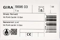 GIRA computeraansluiting RJ45 CAT 6A snijtechniek zuiver wit glanzend 569603 - thumbnail