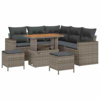 Tuinbankenset 8 pcs Grijs poly rattan - thumbnail