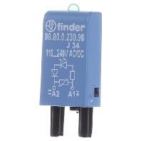 Finder Steekmodule Met LED, Met varisator 99.80.0.230.98 Lichtkleur (naam): Groen Geschikt voor model: Finder 84.84.2, Finder 94.54.1, Finder 94.82.3, Finder