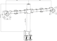 iiyama Dubbele bureausteun arm DS1002C-B1 monitorarm - thumbnail