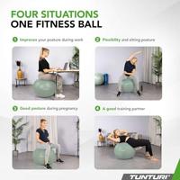 Tunturi Anti Burst Fitness bal met Pomp | Yoga bal 65 cm | 220 kg gebruikersgewicht | Incl Trainingsapp | Mint - thumbnail