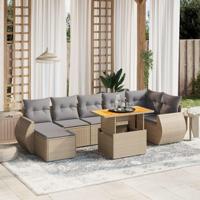 8-delige Loungeset met kussens poly rattan beige - thumbnail