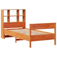 Bed met boekenkast zonder matras grenenhout wasbruin 140x190 cm - thumbnail