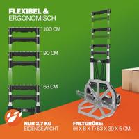 Steekwagen Zilver/Zwart aluminium 80kg in hoogte verstelbaar - thumbnail