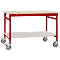 Manuflex BB5311.3003 Compleet bijzettafel basismobiel met melamine schijf + legplank, bxdxh: 1000 x 600 x 850 mm Robijn-rood - thumbnail