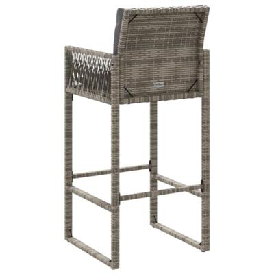 Tuinbarkrukken met kussens 2 st poly rattan grijs - thumbnail