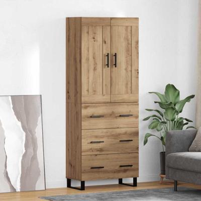 Hoge kast met lade 2 pcs Artisan Eiken Geengineerd Hout en Glas