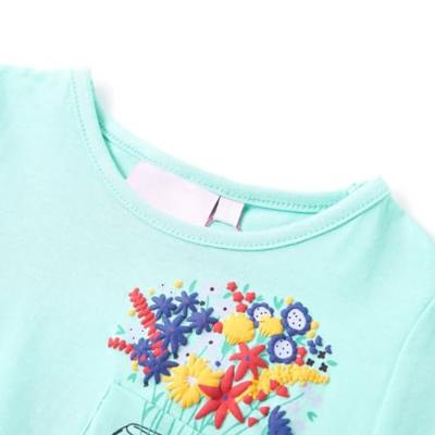 Kindershirt met bloemenprint 140 lichtmintkleurig