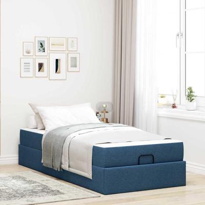 Bedframe met matras Blauw 90 x 200 cm Stof
