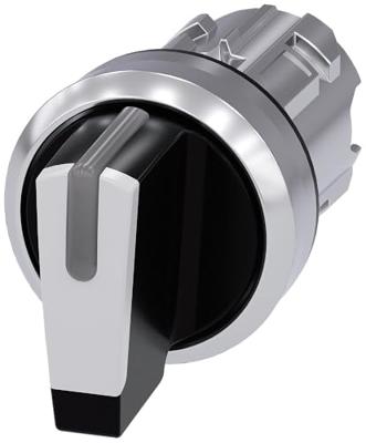 Siemens 3SU10522BL600AA0 3SU1052-2BL60-0AA0 Knevelschakelaar Metalen frontring, Hoogglans Zwart, Wit 2 x 45 ° 1 stuk(s)