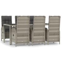 7-delige Tuinset met kussens poly rattan grijs - thumbnail