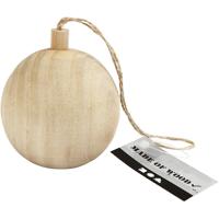 Creativ Company Kerstbal hanger hout, 6,4cm - thumbnail