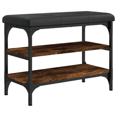 Schoenenbank 62x32x47 cm bewerkt hout gerookt eikenkleurig Schoenenbank 62x32x47 cm bewerkt hout gerookt eikenkleurig